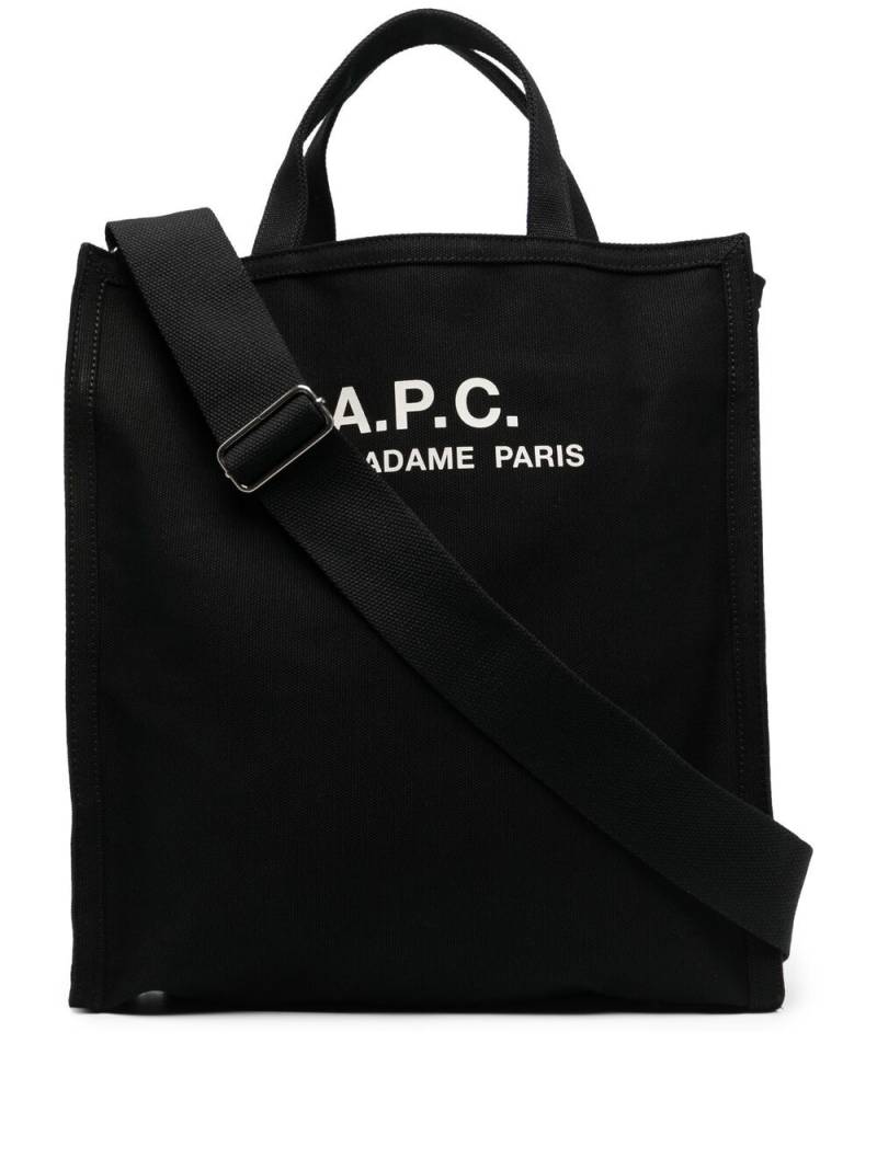 A.P.C. logo-print cotton tote - Black von A.P.C.