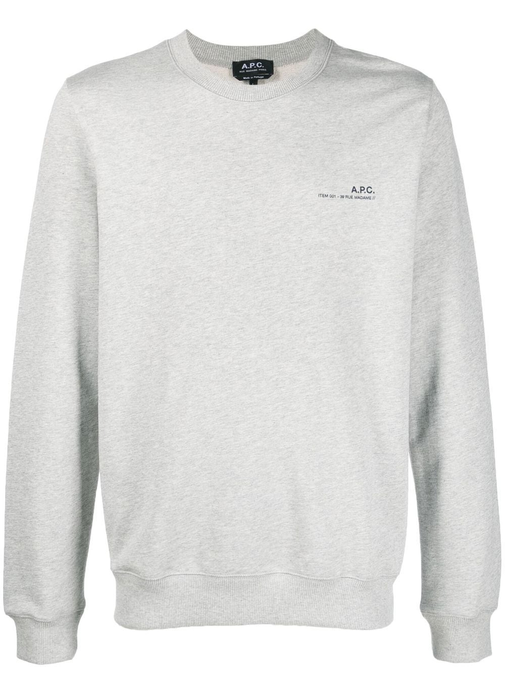 A.P.C. logo-print crew neck sweatshirt - Grey von A.P.C.