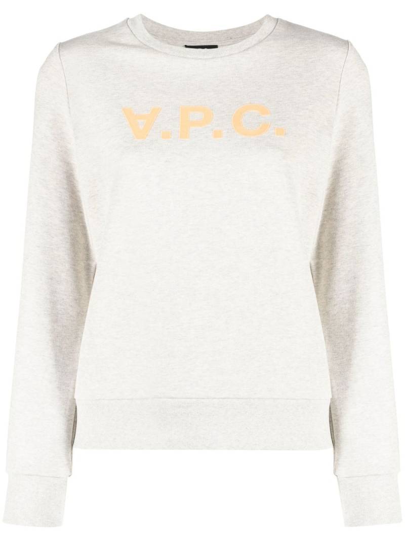 A.P.C. logo-print long-sleeve sweatshirt - Neutrals von A.P.C.