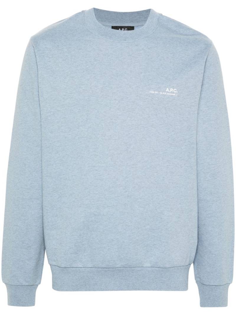 A.P.C. logo-print sweatshirt - Blue von A.P.C.