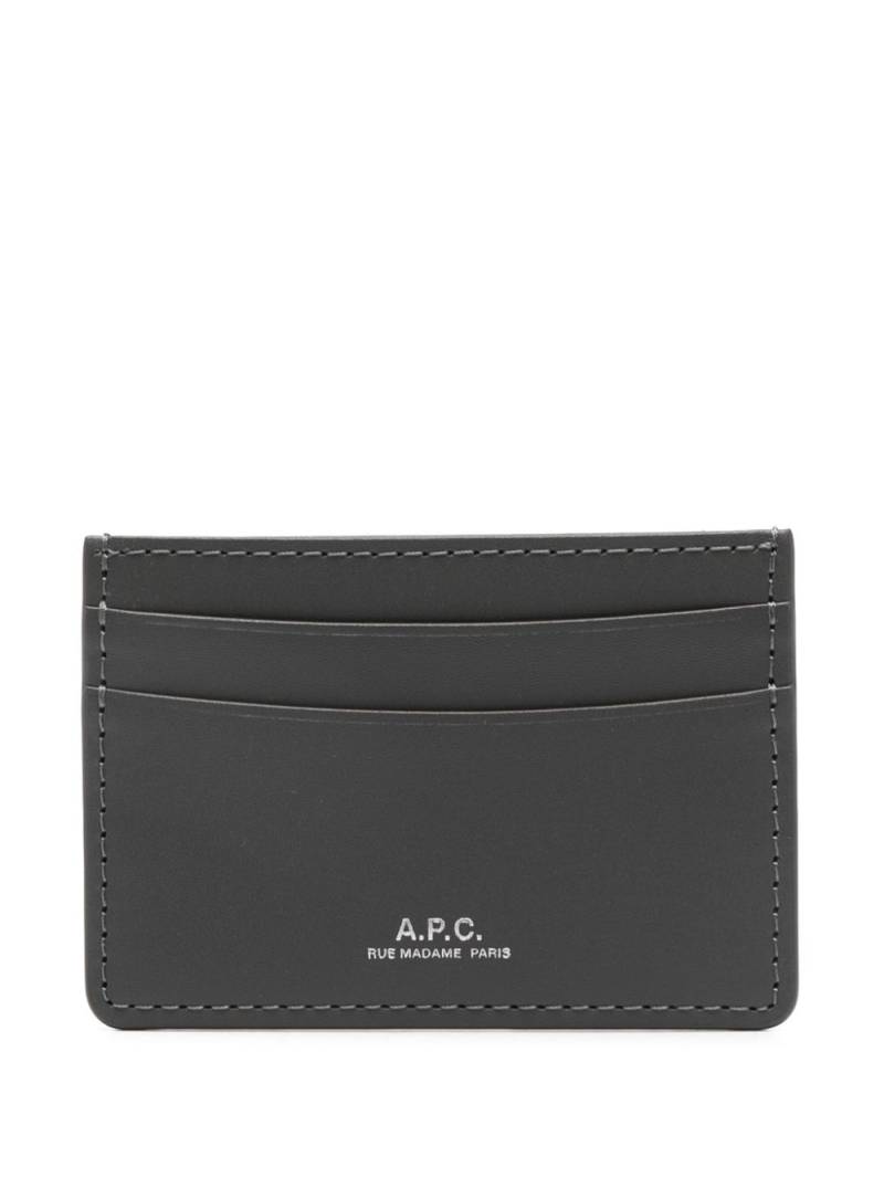 A.P.C. logo-stamp cardholder - Grey von A.P.C.