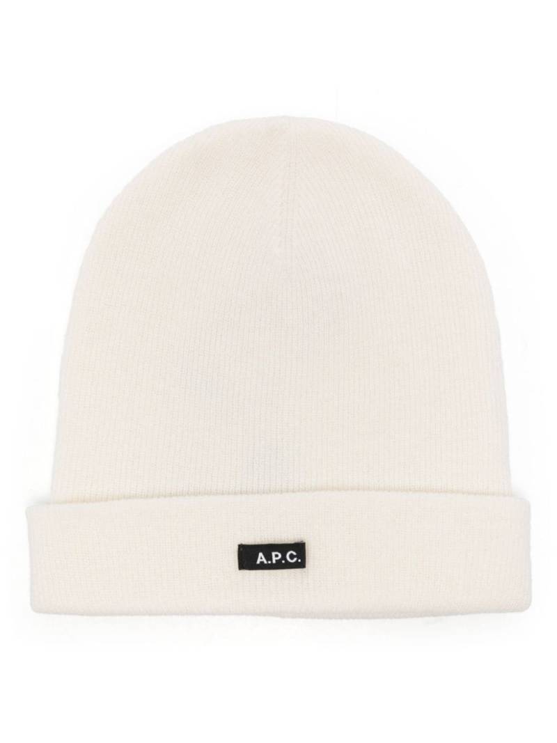 A.P.C. logo-tag wool beanies - Neutrals von A.P.C.