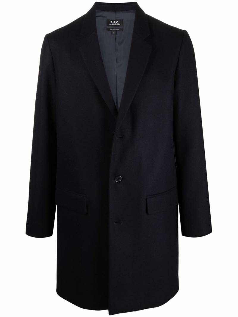 A.P.C. long-sleeve wool coat - Blue von A.P.C.