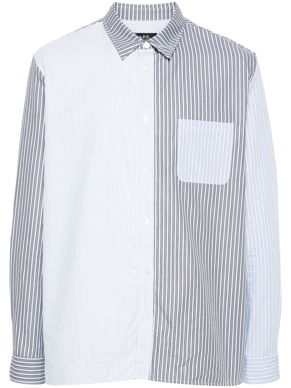 A.P.C. patchwork striped shirt - Blue von A.P.C.