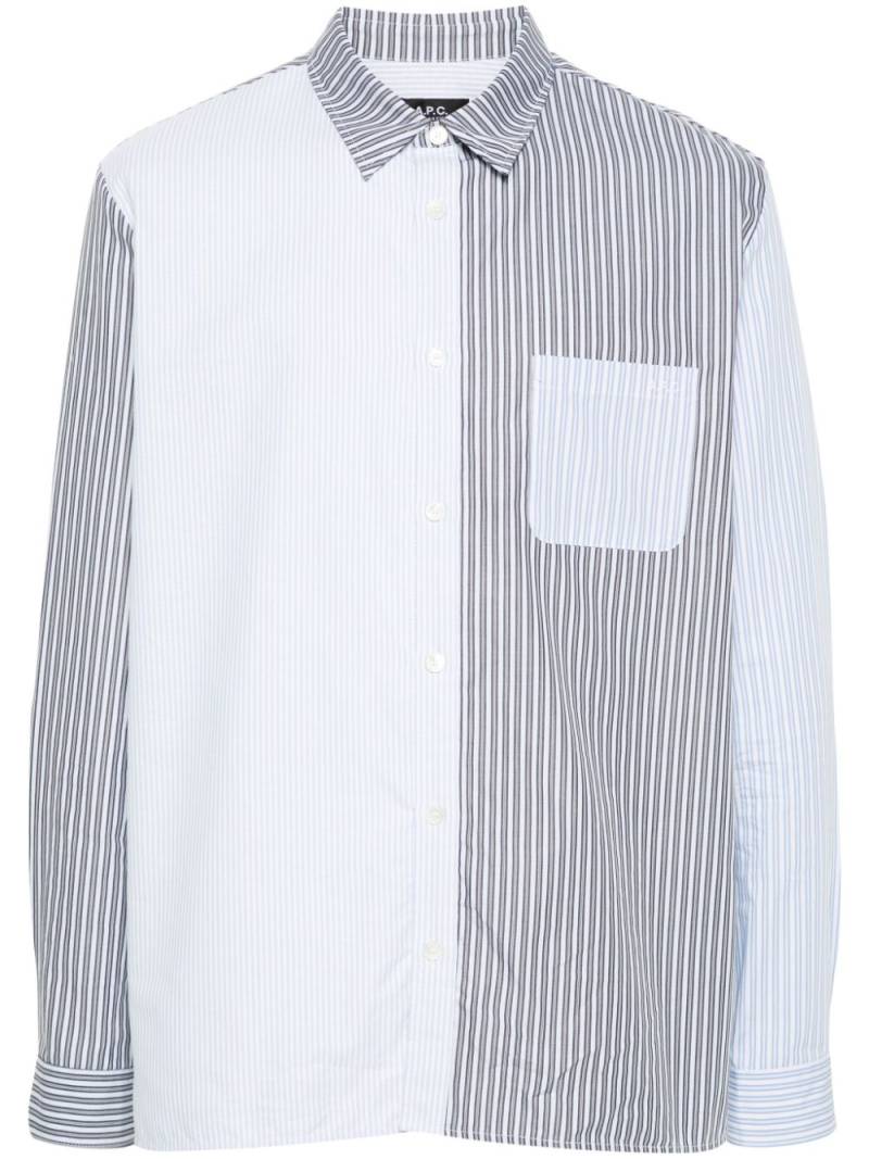 A.P.C. patchwork striped shirt - Blue von A.P.C.