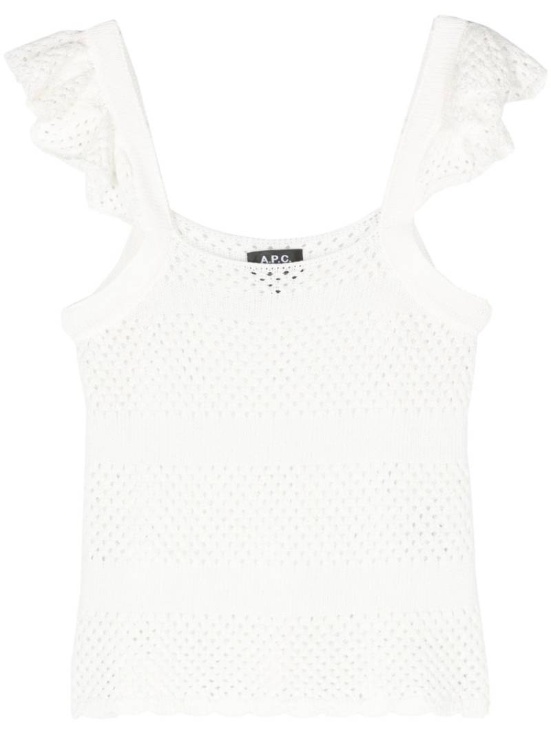 A.P.C. ruffle-detailed open-knit top - White von A.P.C.