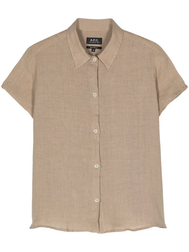 A.P.C. short-sleeves linen shirt - Neutrals von A.P.C.