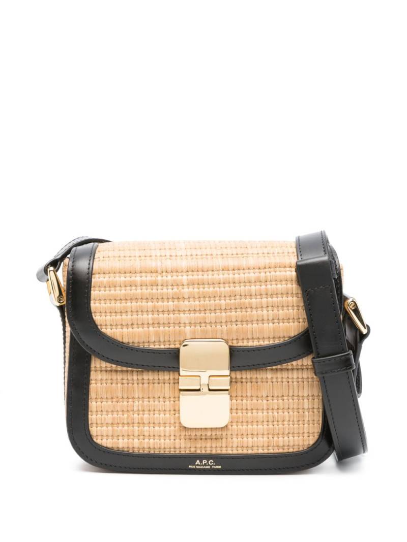 A.P.C. small Grace raffia shoulder bag - Neutrals von A.P.C.