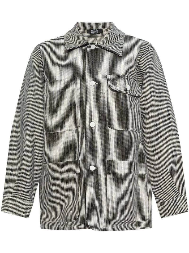 A.P.C. striped button-up shirt jacket - Black von A.P.C.