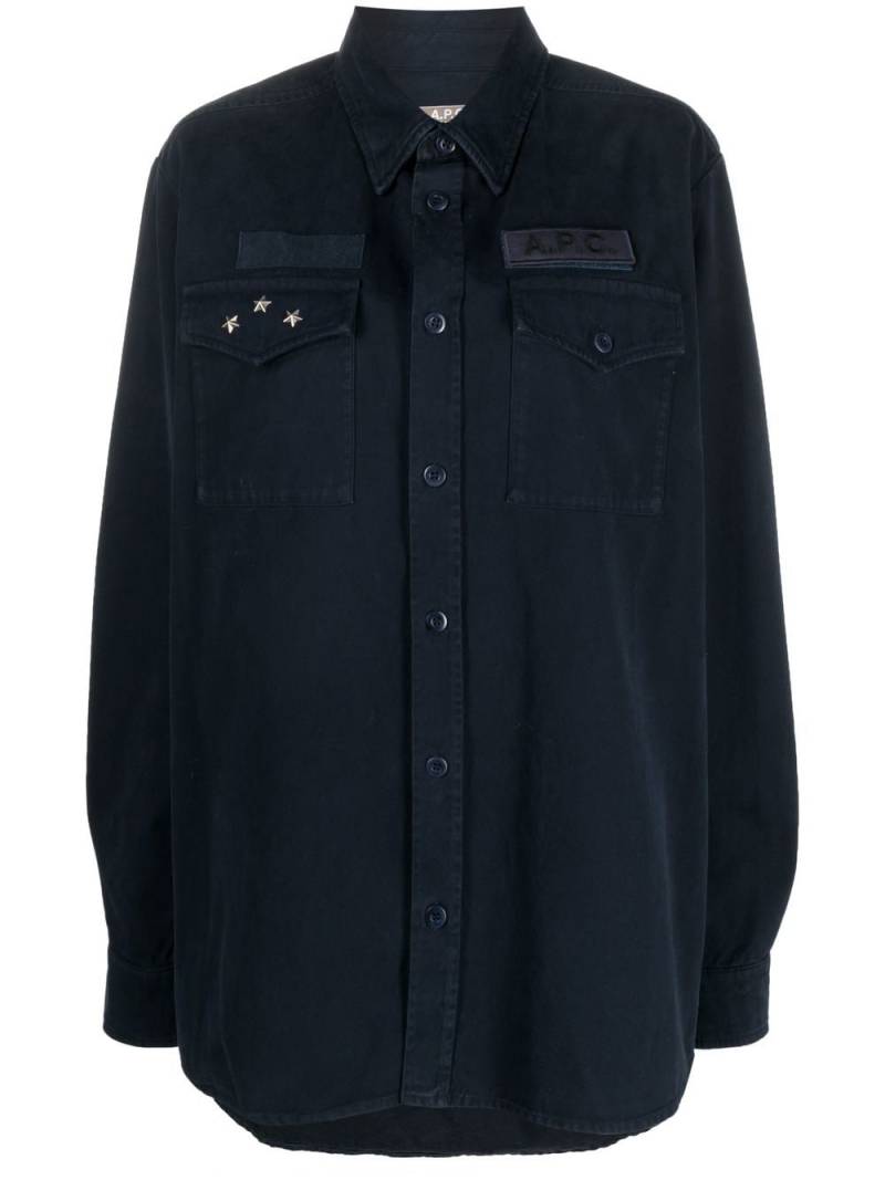 A.P.C. stud-embellished long-sleeve jacket - Blue von A.P.C.