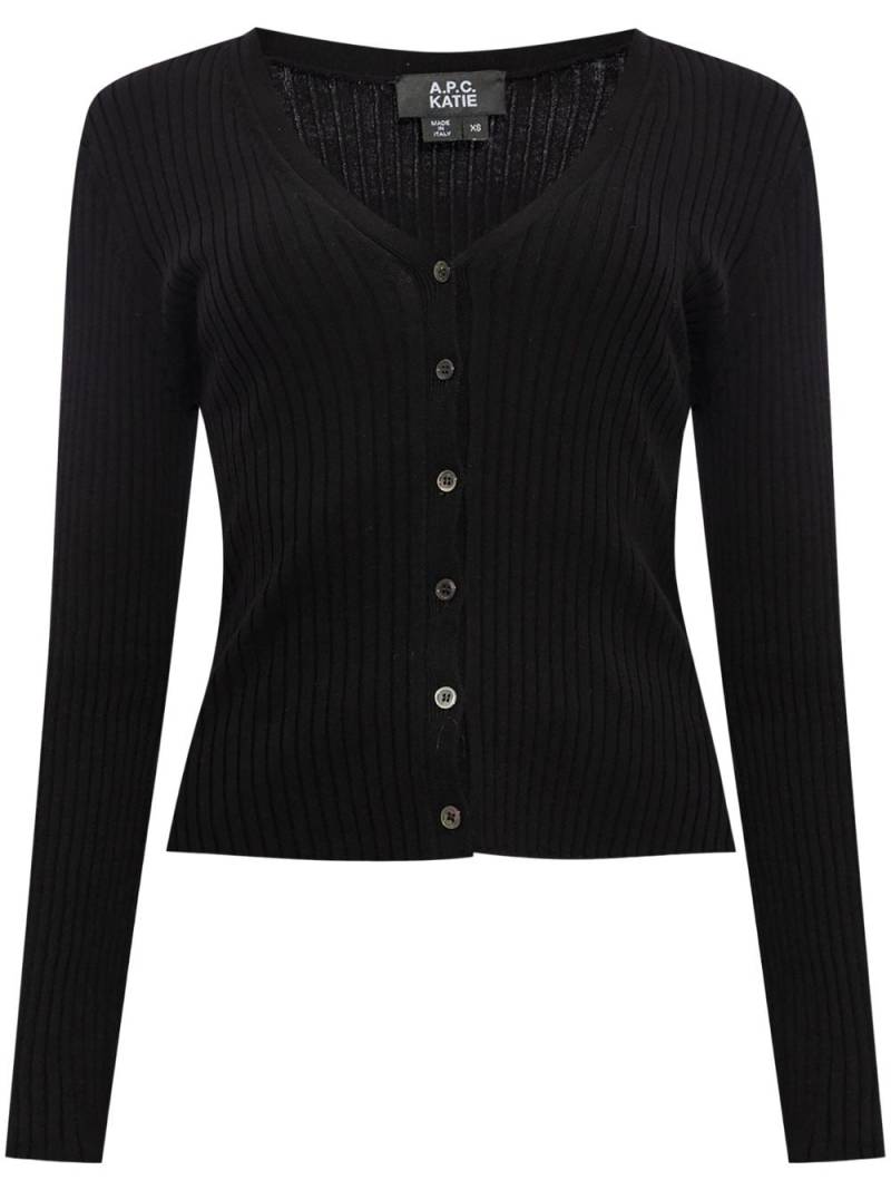 A.P.C. v-neck organic cotton cardigan - Black von A.P.C.