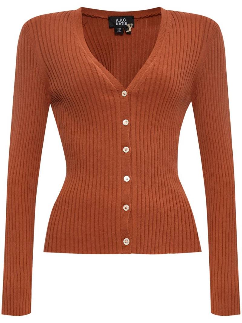 A.P.C. v-neck organic cotton cardigan - Orange von A.P.C.