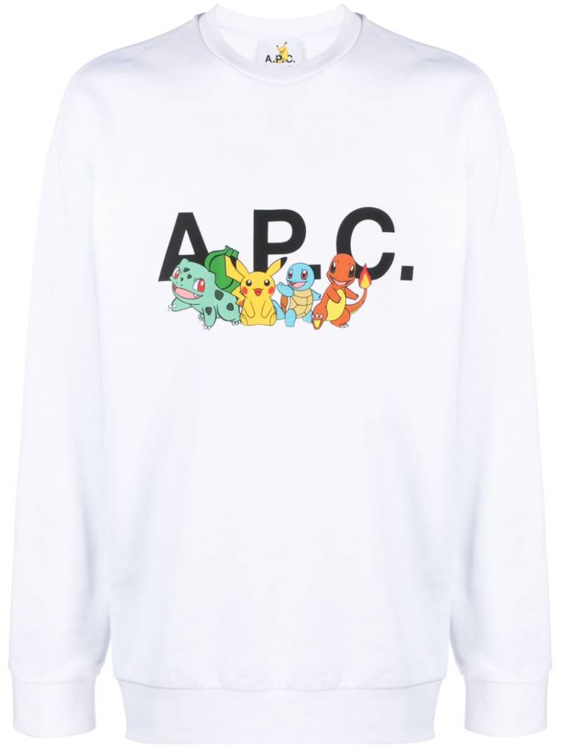 A.P.C. x Pokémon logo-print cotton sweatshirt - White von A.P.C.