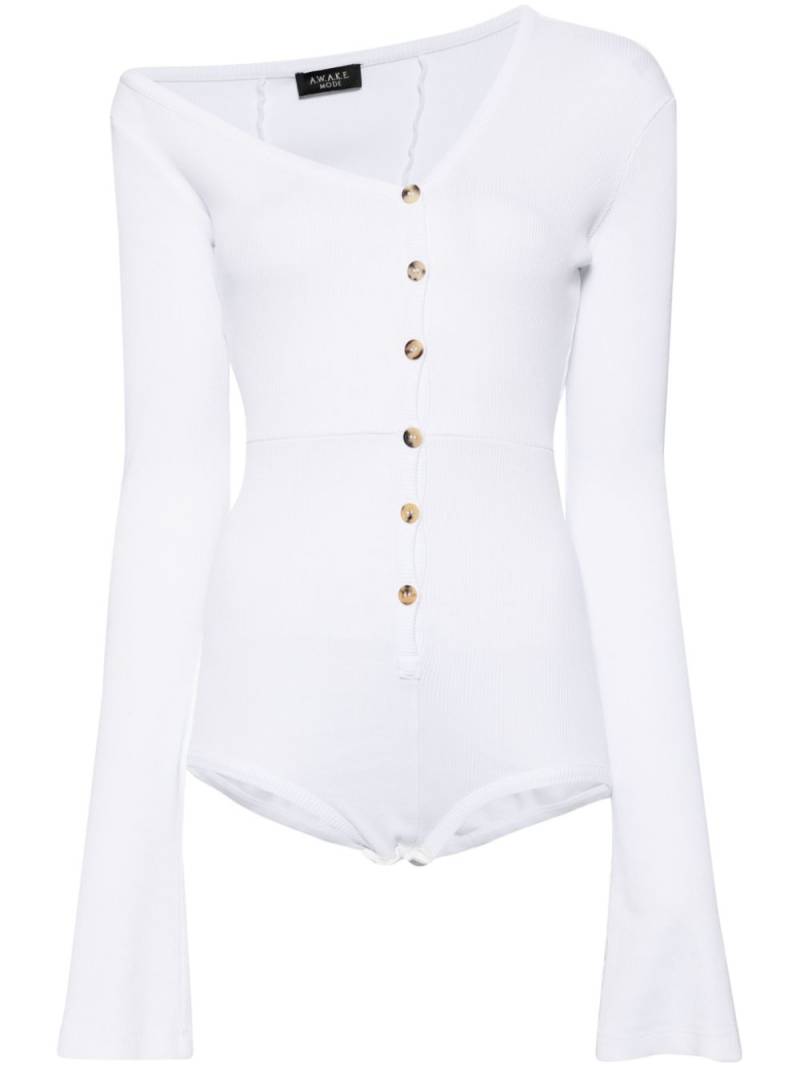 A.W.A.K.E. Mode asymmetric collar bodysuit - White von A.W.A.K.E. Mode