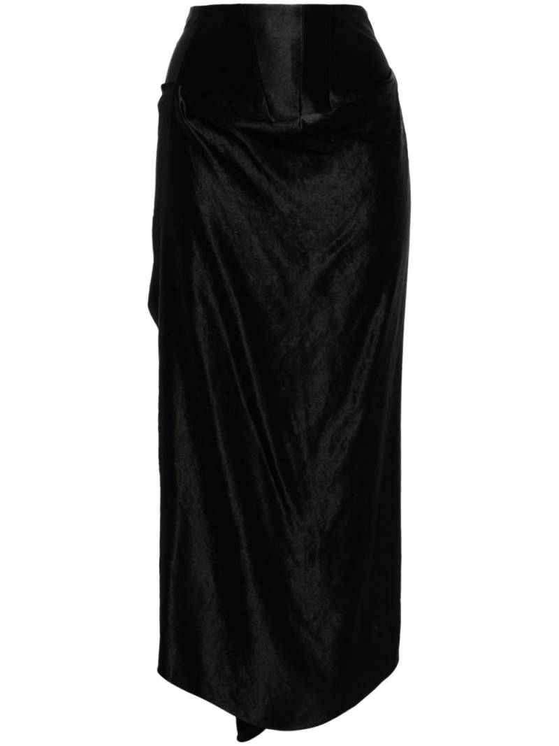 A.W.A.K.E. Mode high-waisted satin midi skirt - Black von A.W.A.K.E. Mode