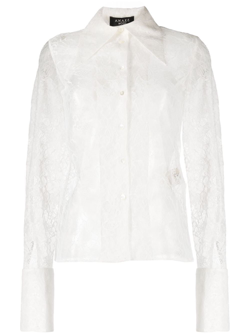 A.W.A.K.E. Mode lace pointed-collar shirt - White von A.W.A.K.E. Mode