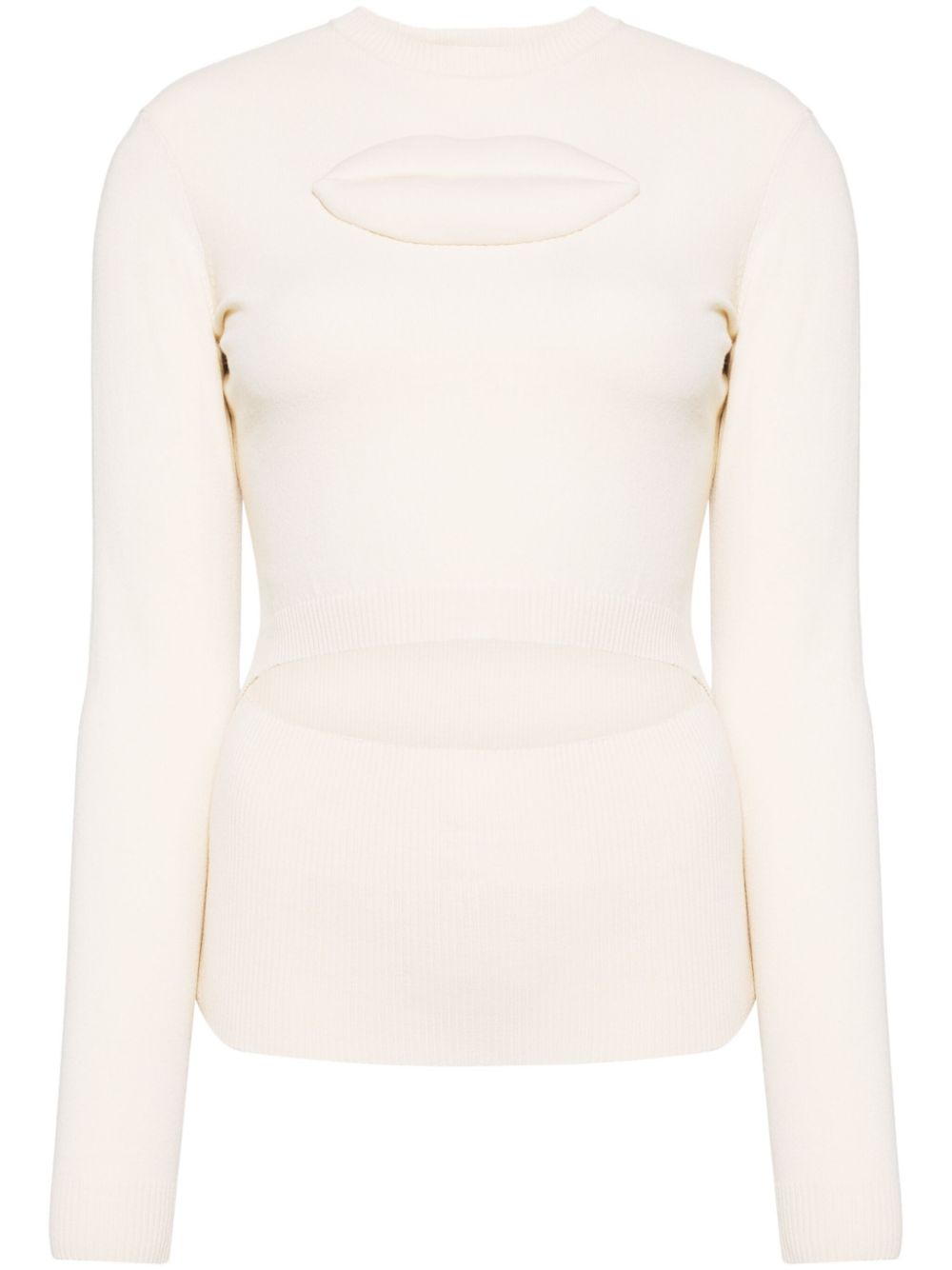 A.W.A.K.E. Mode lip-appliqué knitted top - Neutrals von A.W.A.K.E. Mode