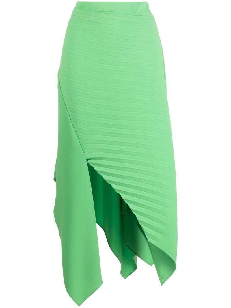 A.W.A.K.E. Mode pleated asymmetric midi skirt - Green von A.W.A.K.E. Mode