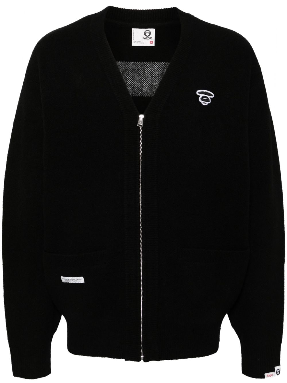 AAPE BY *A BATHING APE® Moonface logo cardigan - Black von AAPE BY *A BATHING APE®