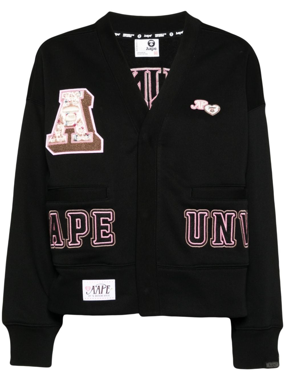 AAPE BY *A BATHING APE® Moonface logo cropped cardigan - Black von AAPE BY *A BATHING APE®