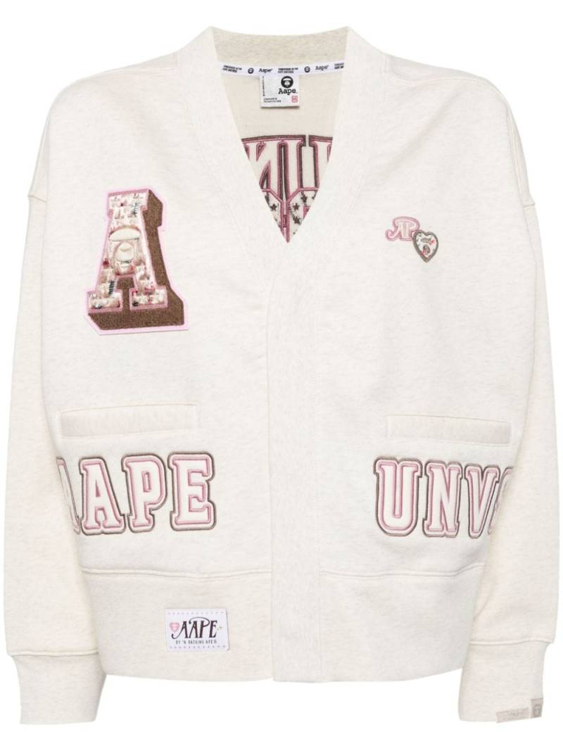 AAPE BY *A BATHING APE® Moonface logo cropped cardigan - Neutrals von AAPE BY *A BATHING APE®