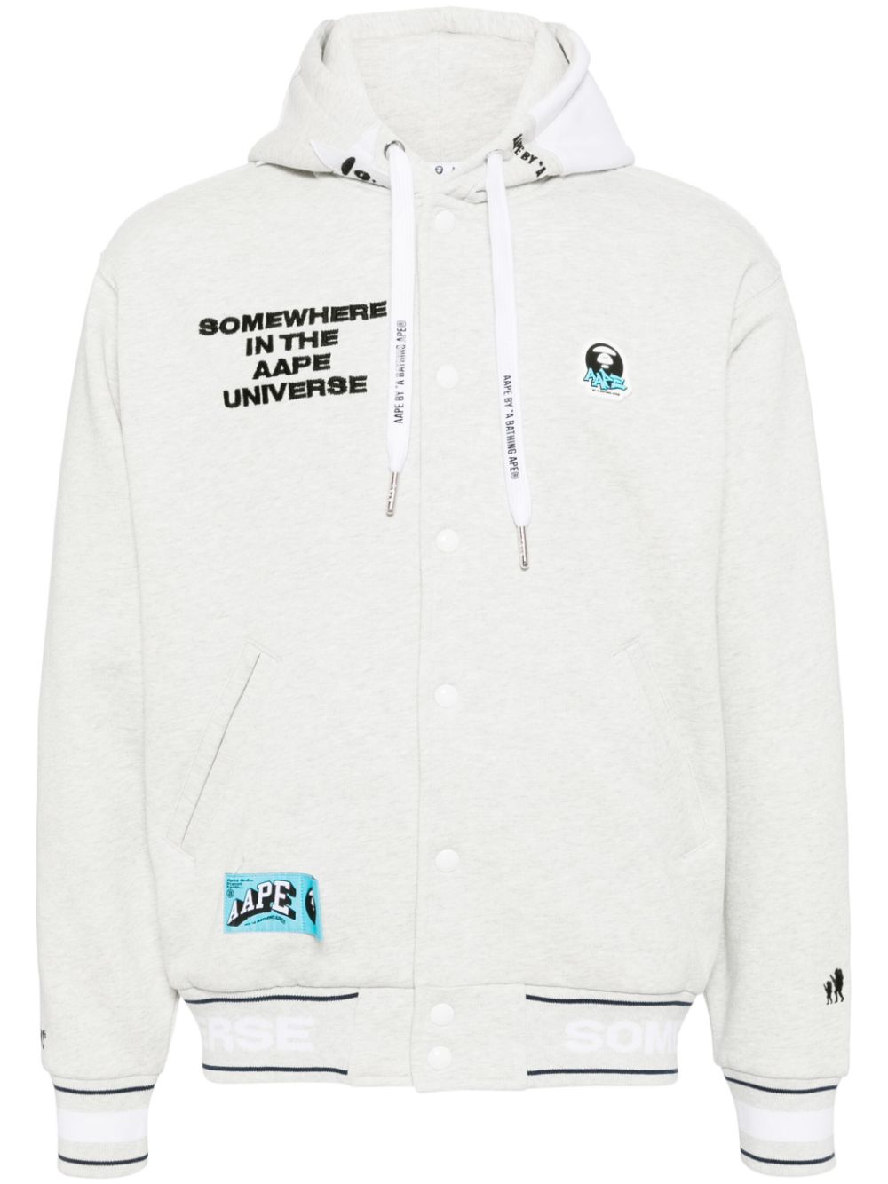 AAPE BY *A BATHING APE® Moonface logo hooded varsity jacket - Grey von AAPE BY *A BATHING APE®