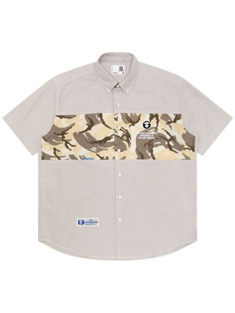 AAPE BY *A BATHING APE® camouflage-panel cotton shirt - Neutrals von AAPE BY *A BATHING APE®