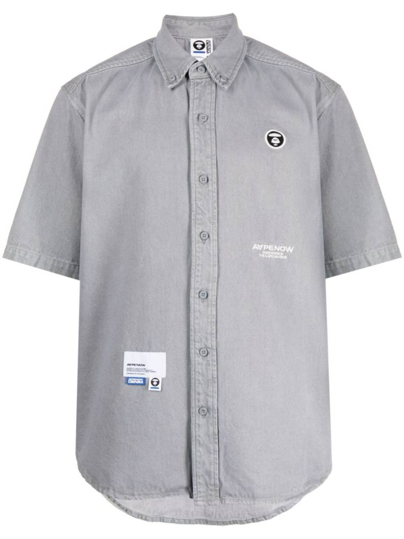 AAPE BY *A BATHING APE® chambray logo-appliqué shirt - Grey von AAPE BY *A BATHING APE®