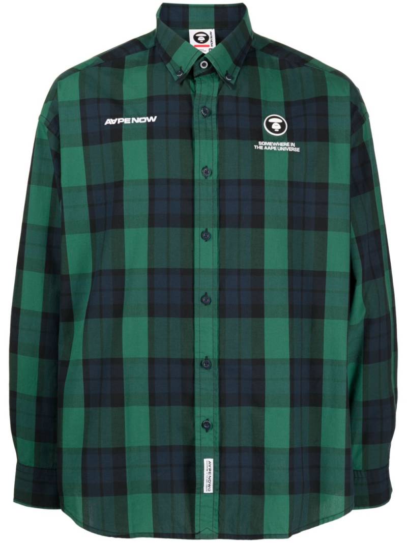 AAPE BY *A BATHING APE® check-print logo-print shirt - Green von AAPE BY *A BATHING APE®