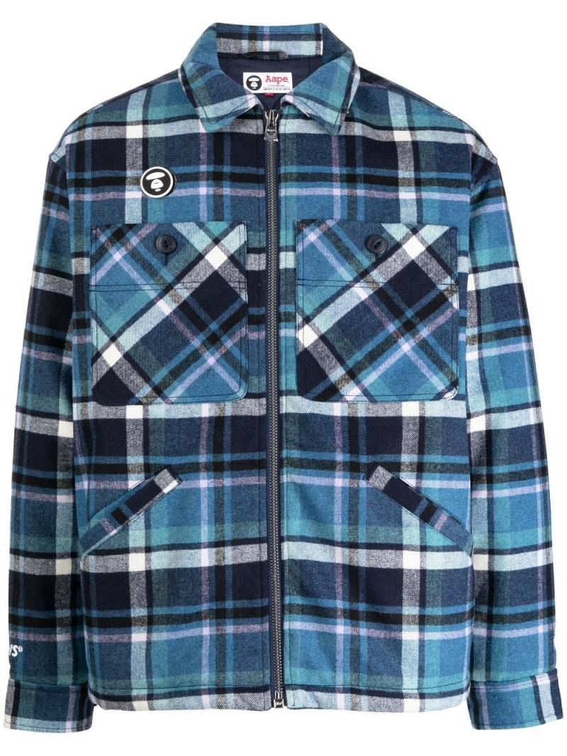 AAPE BY *A BATHING APE® check-print zip-up shirt - Blue von AAPE BY *A BATHING APE®