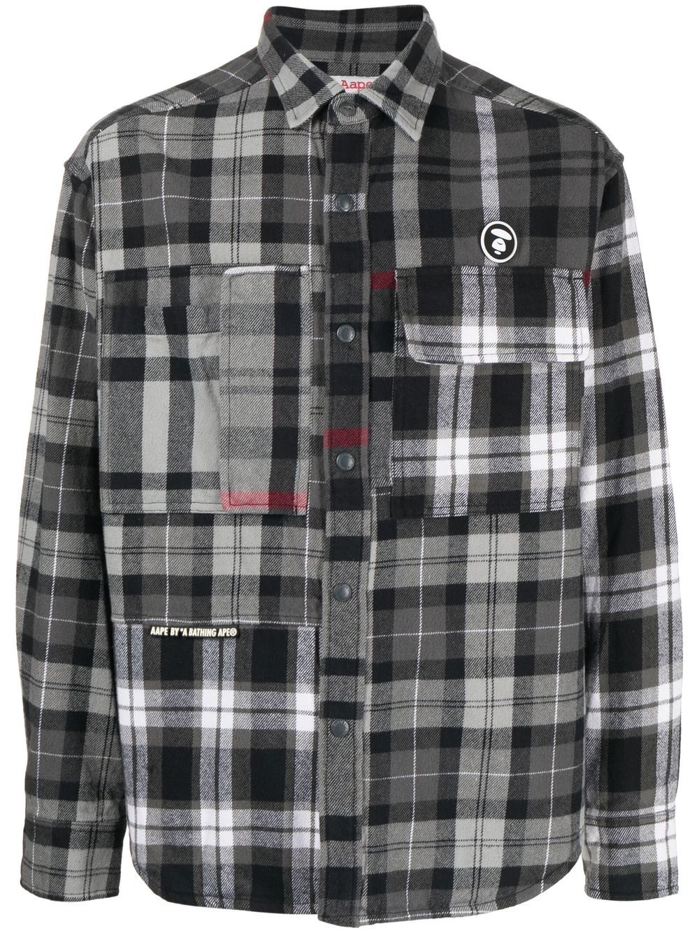 AAPE BY *A BATHING APE® checked logo-patch shirt - Grey von AAPE BY *A BATHING APE®