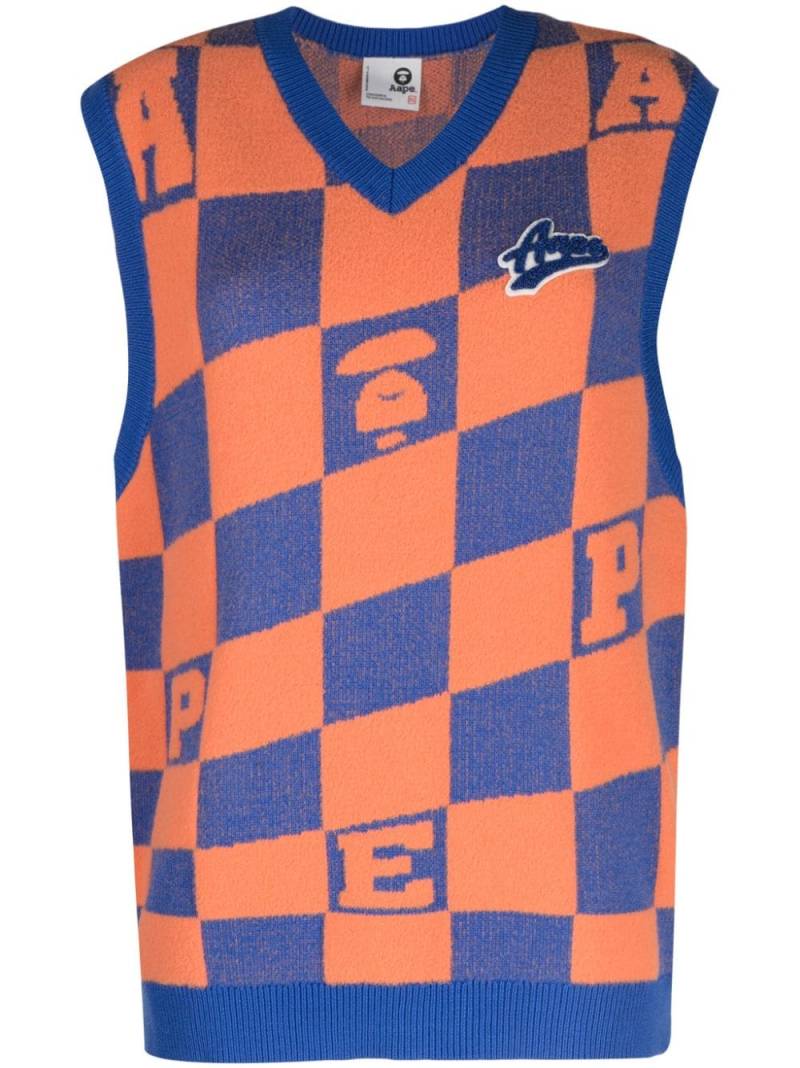 AAPE BY *A BATHING APE® checkerboard knitted vest - Blue von AAPE BY *A BATHING APE®