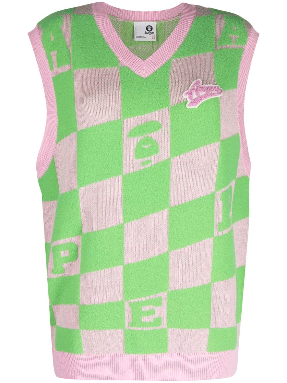 AAPE BY *A BATHING APE® checkerboard knitted vest - Pink von AAPE BY *A BATHING APE®