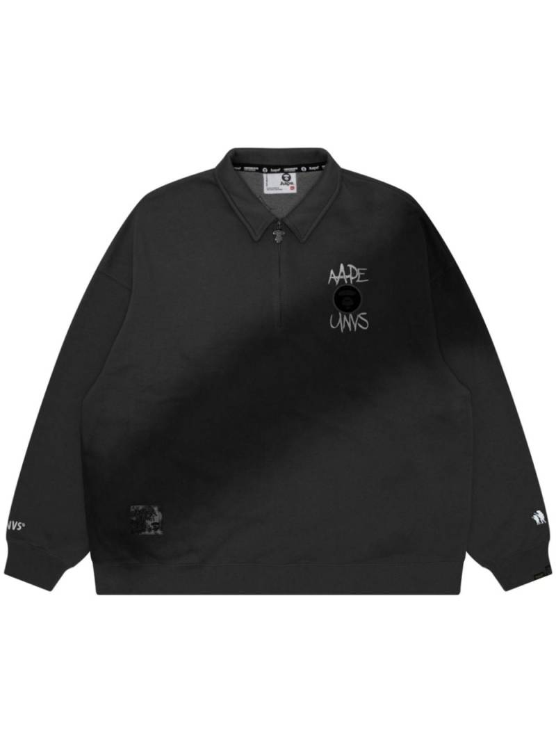 AAPE BY *A BATHING APE® embroidered logo long-sleeve polo shirt - Black von AAPE BY *A BATHING APE®