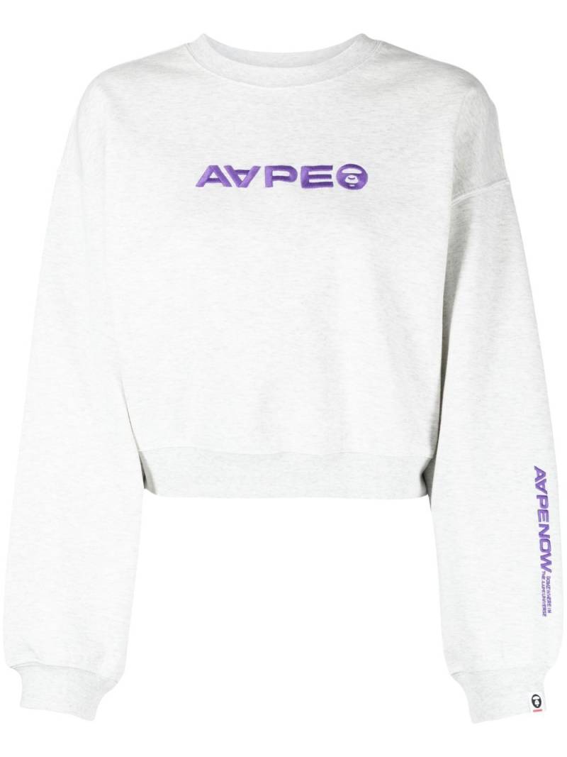 AAPE BY *A BATHING APE® embroidered-logo long-sleeve sweatshirt - Grey von AAPE BY *A BATHING APE®