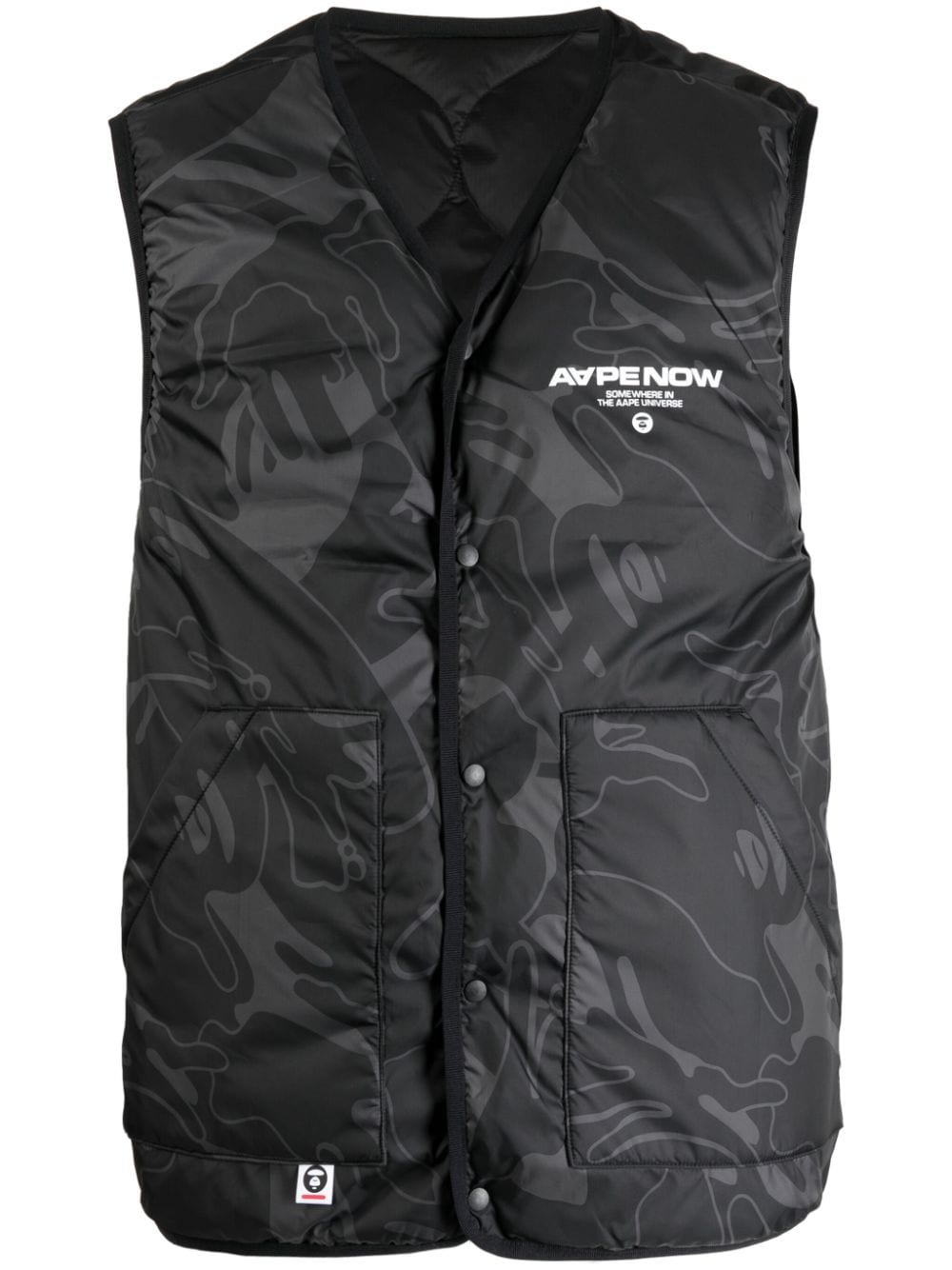 AAPE BY *A BATHING APE® embroidered-pattern padded gilet - Black von AAPE BY *A BATHING APE®