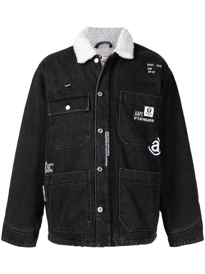 AAPE BY *A BATHING APE® faux shearling-collar denim jacket - Black von AAPE BY *A BATHING APE®