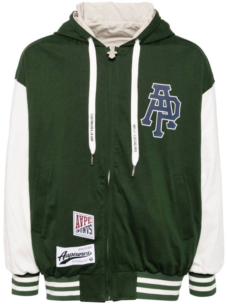 AAPE BY *A BATHING APE® logo-appliqué bomber jacket - Green von AAPE BY *A BATHING APE®