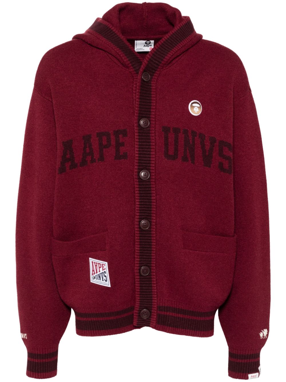 AAPE BY *A BATHING APE® intarsia-knit logo cardigan - Red von AAPE BY *A BATHING APE®