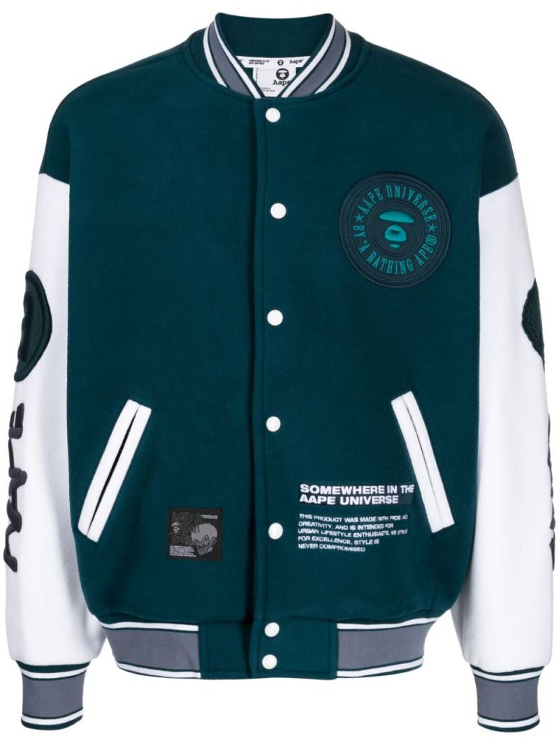 AAPE BY *A BATHING APE® logo-appliqué bomber jacket - Green von AAPE BY *A BATHING APE®