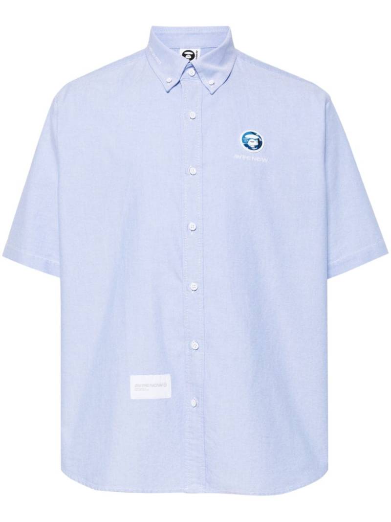 AAPE BY *A BATHING APE® logo-appliqué cotton shirt - Blue von AAPE BY *A BATHING APE®