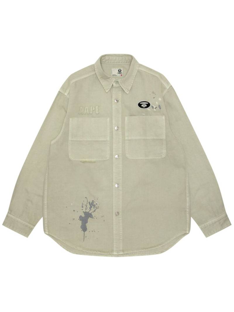 AAPE BY *A BATHING APE® logo-appliqué cotton shirt - Green von AAPE BY *A BATHING APE®