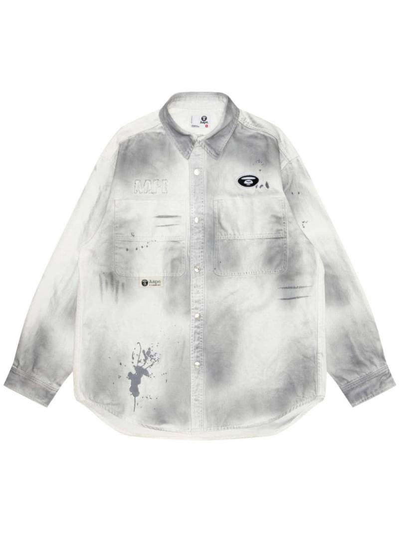 AAPE BY *A BATHING APE® logo-appliqué cotton shirt - White von AAPE BY *A BATHING APE®