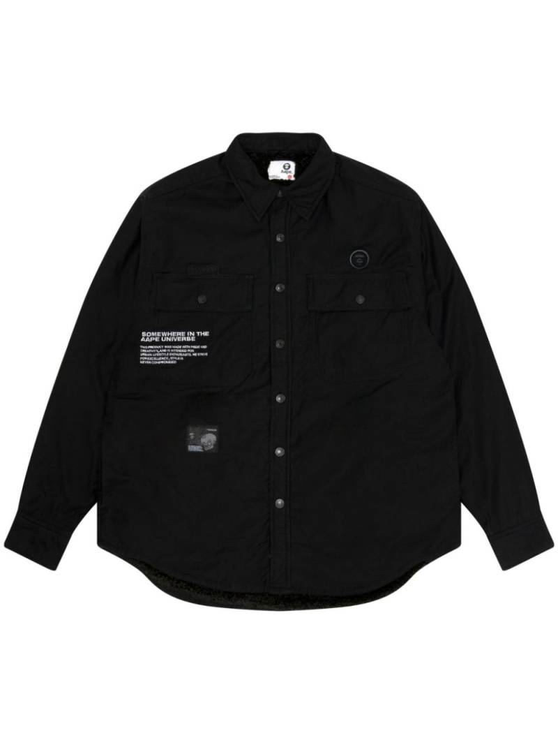 AAPE BY *A BATHING APE® logo-appliqué cotton shirt jacket - Black von AAPE BY *A BATHING APE®