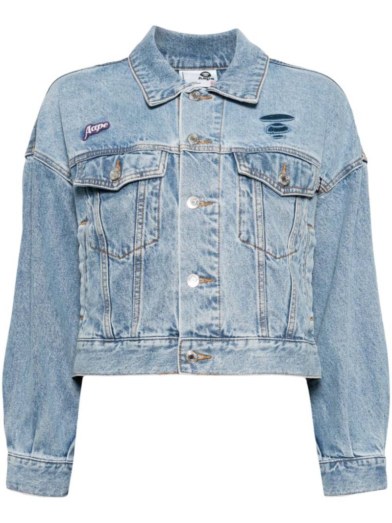 AAPE BY *A BATHING APE® logo-appliqué denim jacket - Blue von AAPE BY *A BATHING APE®