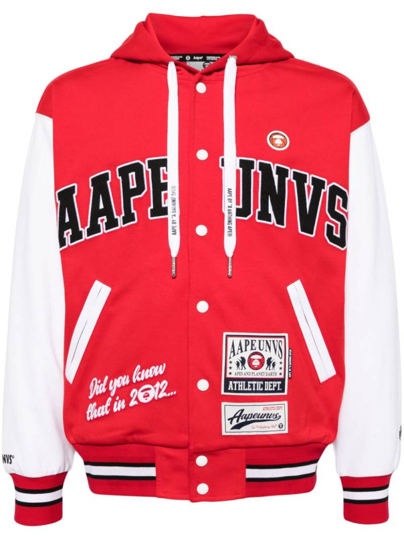 AAPE BY *A BATHING APE® logo-appliqué hooded bomber jacket - Red von AAPE BY *A BATHING APE®