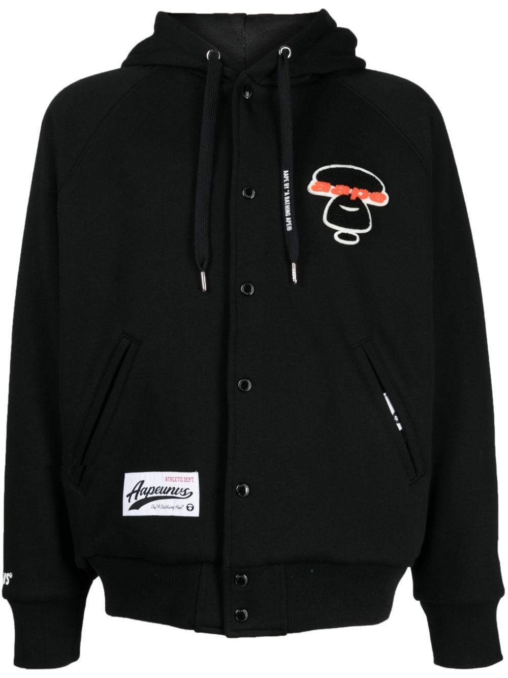 AAPE BY *A BATHING APE® logo-appliqué jersey hooded jacket - Black von AAPE BY *A BATHING APE®