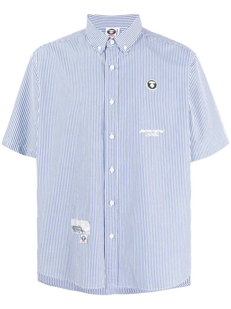 AAPE BY *A BATHING APE® logo-appliqué striped shirt - Blue von AAPE BY *A BATHING APE®