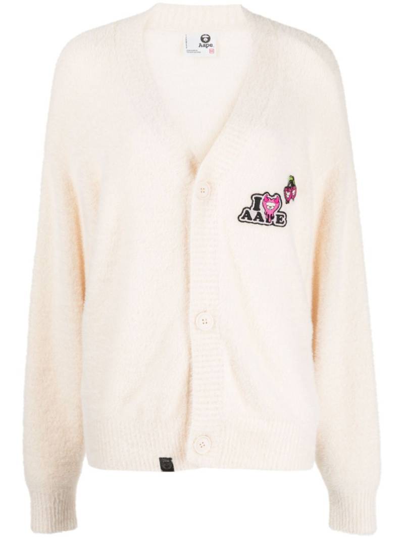 AAPE BY *A BATHING APE® logo-appliqué textured cardigan - Neutrals von AAPE BY *A BATHING APE®