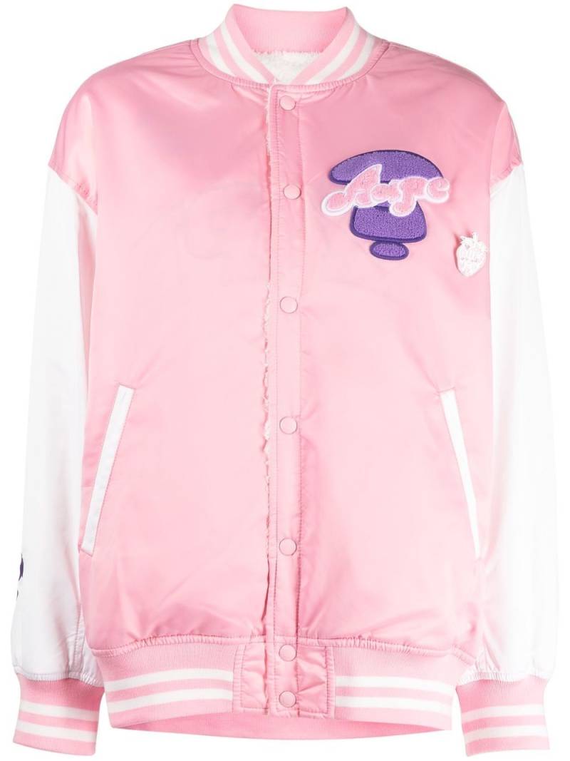 AAPE BY *A BATHING APE® logo-embroidered baseball jacket - Pink von AAPE BY *A BATHING APE®